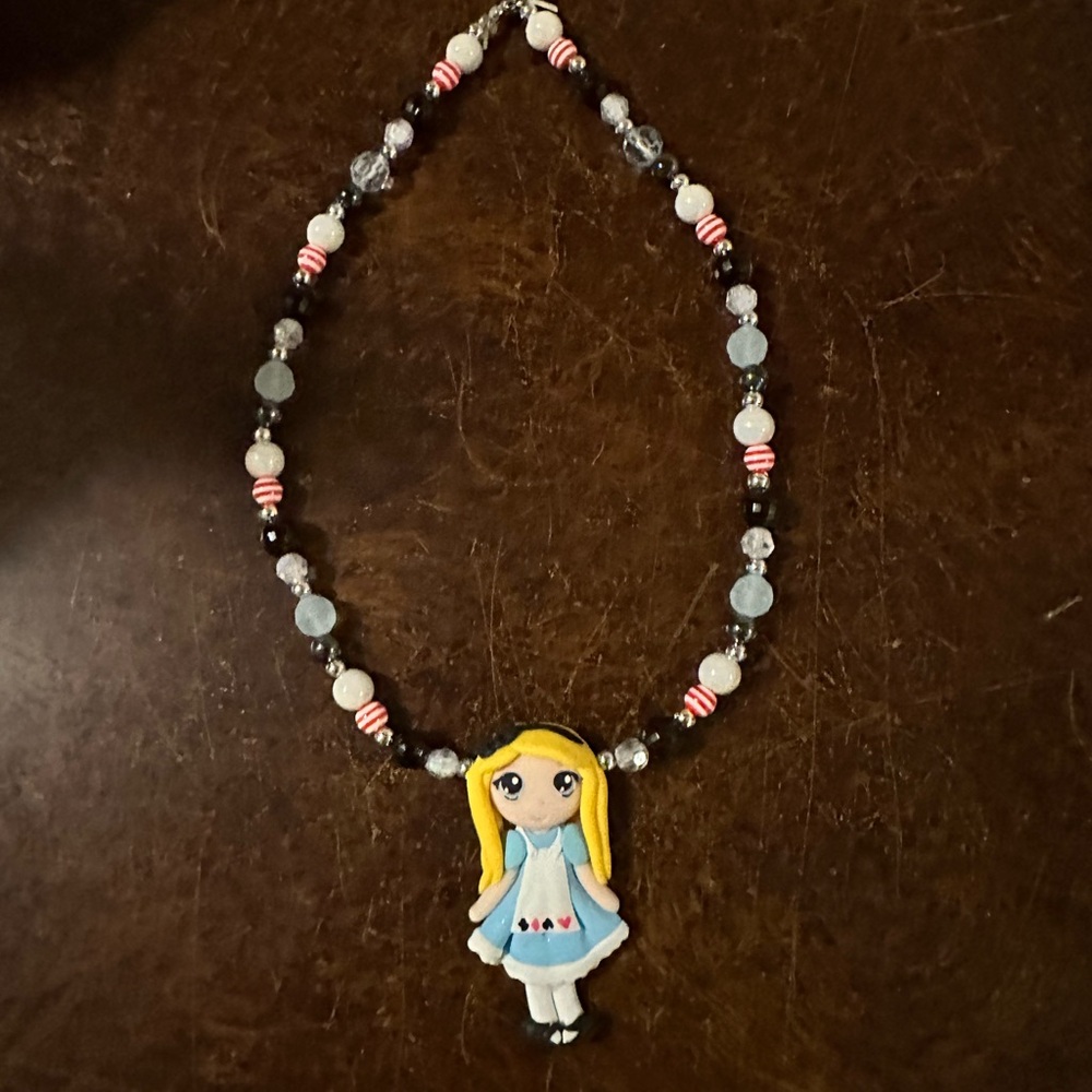 Alice in wonderland Disney inspired custom beaded necklace for girls or women!